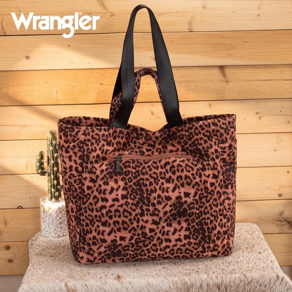Wrangler Leopard Print Large Tote/Crossbody Pink - Picture 5 of 6